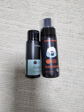코스모먼트 부스티모 부스팅샴푸60ml + 비듬세정 진정샴푸50ml — 5점을 준 리뷰어가 2021년 11월 올린 사용 사진