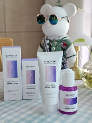 바노바기 코스메틱 바노바기 밀크 씨슬 리페어 세럼 30ml & 크림 50ml — 5점을 준 리뷰어가 2024년 6월 올린 사용 사진