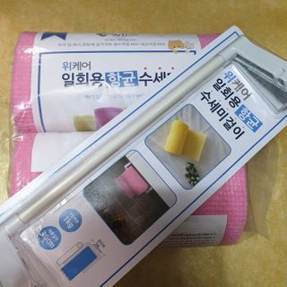 위케어 일회용 향균 수세미 50매 2롤 세트 총 100매 Pink — 5점을 준 리뷰어가 2021년 2월 올린 사용 사진