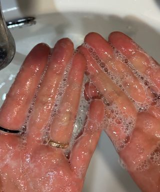 프리마인 더이상 뻣뻣하고 효과없는 탈모샴푸는 NO. 근본부터 케어하는 셀베이스 그린티샴푸(500ml) — 5점을 준 리뷰어가 2023년 4월 올린 사용 사진