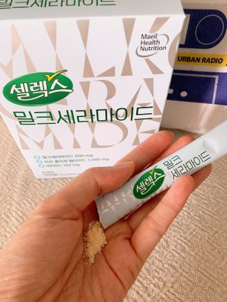 셀렉스스포츠 셀렉스 밀크세라마이드 저분자피쉬콜라겐 28포 X 1박스 — 5점을 준 리뷰어가 2021년 8월 올린 사용 사진