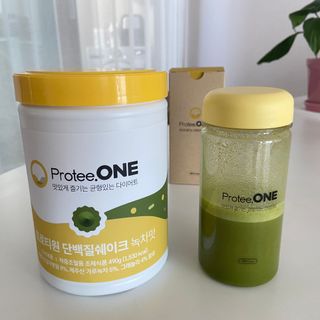 프로티원 단백질쉐이크 녹차맛 2주분 1통+보틀 — 4점을 준 리뷰어가 2021년 4월 올린 사용 사진