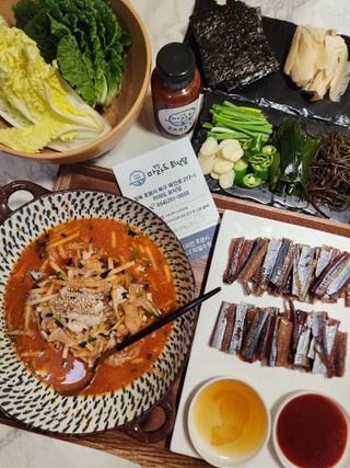 마라도푸드 포항 구룡포 햇 과메기 야채세트 마라도회식당 꽁치 — 5점을 준 리뷰어가 2023년 10월 올린 사용 사진