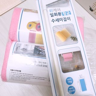 위케어 일회용 향균 수세미 50매 2롤 세트 총 100매 Pink — 5점을 준 리뷰어가 2021년 2월 올린 사용 사진