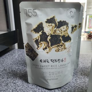 오희숙 전통부각 명인 찹쌀김부각, 찹쌀다시마부각, 황태껍질튀각 총 6봉 — 5점을 준 리뷰어가 2021년 6월 올린 사용 사진