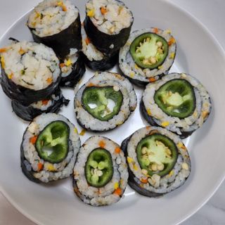 해풀잎 누구나 김밥*1ea [(혼합야채 35g *1ea,  김밥김 (5g, 5ea),  양념간장 (6g, 5ea), 참기름(5g, 2ea)] — 5점을 준 리뷰어가 2022년 10월 올린 사용 사진