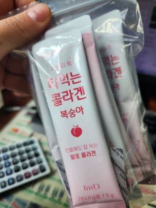 [음료수 대신 가능!]  빠르게 흡수되는 아임오 타먹는 콜라겐 1박스 — 5점을 준 리뷰어가 2023년 3월 올린 사용 사진