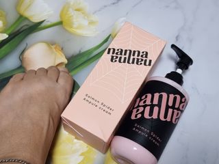 난나 살몬 스파이더 검버섯 미백 톤업 화이트닝 연어 앰플 크림 300ml 대용량 — 5점을 준 리뷰어가 2022년 8월 올린 사용 사진