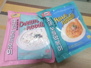 [푸딩팩토리] 로제누들떡볶이 500g / 까르보나라크림누들떡볶이 500g — 3.5점을 준 리뷰어가 2022년 7월 올린 사용 사진