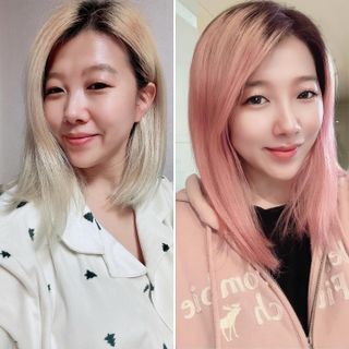 [유니프] 헤어 샤이니 핑크 컬러 트리트먼트240g — 5점을 준 리뷰어가 2023년 12월 올린 사용 사진