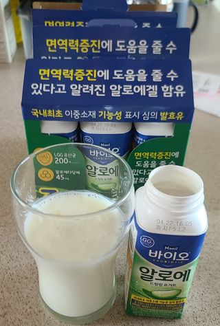 LIVE 매일바이오 알로에 드링킹 요거트 — 5점을 준 리뷰어가 2022년 4월 올린 사용 사진