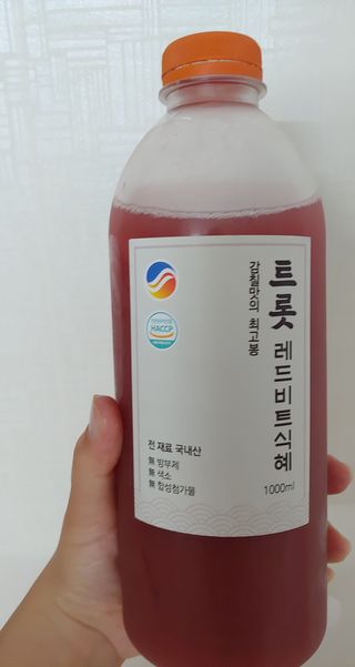 트롯전통식혜 트롯레드비트식혜 1리터 +500리터 — 5점을 준 리뷰어가 2021년 6월 올린 사용 사진