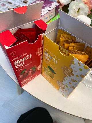 참앤들황토농원 7가지 맛! 탄산 톡톡! 스파클링! 데이앤 콤부차 7종 10포 1박스씩 ★총 7박스★ — 5점을 준 리뷰어가 2023년 1월 올린 사용 사진