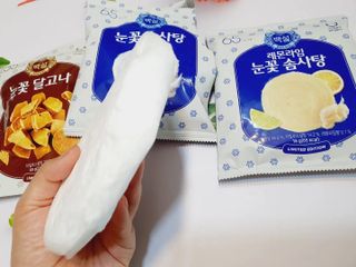 딜라이트 프로젝트  달콤한 눈꽃 간식세트( 눈꽃 솜사탕 / 레몬라임 솜사탕 / 달고나 총 7EA+스마트톡 증정) — 5점을 준 리뷰어가 2022년 5월 올린 사용 사진