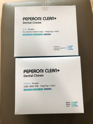 페페로니 2종 세트 클린플러스 덴탈껌 치킨+덕 — 5점을 준 리뷰어가 2021년 9월 올린 사용 사진