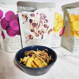 딜라이트 프로젝트 바삭한 원물칩 3종 고구마칩, 자색고구마칩, 느타리버섯칩 [총 6봉지] — 5점을 준 리뷰어가 2022년 3월 올린 사용 사진