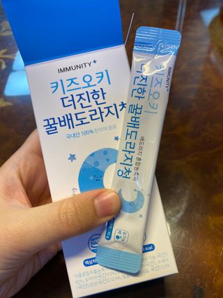 [이뮤니티플러스]우리아이 면역오키, 건강오키 _ 키즈오키 더진한꿀배도라지청 10포 1box — 5점을 준 리뷰어가 2022년 1월 올린 사용 사진
