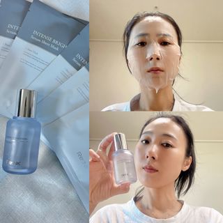 리엔케이 인텐스 브라이트닝 세럼 시트 마스크 — 4점을 준 리뷰어가 2023년 9월 올린 사용 사진