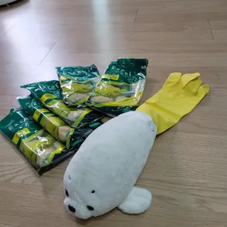 안셀 주방용 다용도 고무장갑 5개입 천연라텍스 소형 중형 대형 — 5점을 준 리뷰어가 2021년 8월 올린 사용 사진