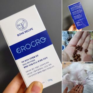 펫21 그로그로 5종 강아지 고양이 반려동물 한방 영양제 — 3.5점을 준 리뷰어가 2021년 11월 올린 사용 사진