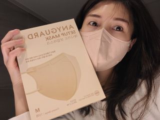 애니가드 셋업마스크 4컬러 각 10매입 [크리미베이지, 캐시미어로즈, 초콜렛브라운, 미드나잇네이비] — 5점을 준 리뷰어가 2022년 2월 올린 사용 사진