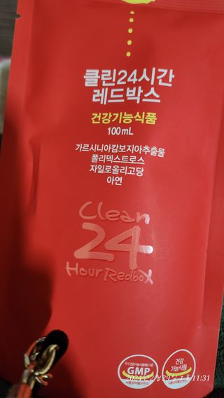 클린24시간 레드박스 1BOX(5포) + 전용보틀(500ml) — 5점을 준 리뷰어가 2024년 2월 올린 사용 사진