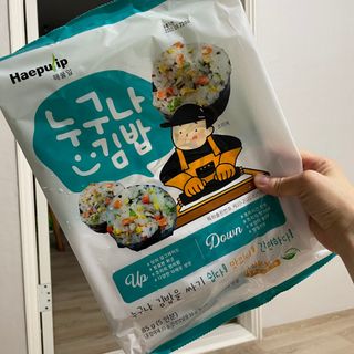 해풀잎 누구나 김밥*1ea [(혼합야채 35g *1ea,  김밥김 (5g, 5ea),  양념간장 (6g, 5ea), 참기름(5g, 2ea)] — 4.5점을 준 리뷰어가 2022년 7월 올린 사용 사진