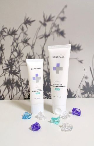 바노바기 코스메틱 바노바기 밀크씨슬 리페어 시카 폼 클렌저 플러스 120ml + 선스크린 플러스 50ml — 5점을 준 리뷰어가 2023년 8월 올린 사용 사진