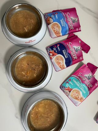 비타크래프트 고양이 수프 50g 3가지맛 x4팩씩 총 12팩 — 5점을 준 리뷰어가 2021년 10월 올린 사용 사진