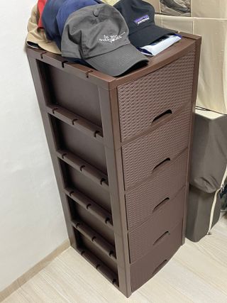 올맘 커넥트 5단 서랍장+분리커버+연결선반 구성 아이보리/브라운 — 5점을 준 리뷰어가 2021년 8월 올린 사용 사진
