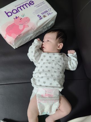 오브맘 밤 프리미엄 아기 기저귀 팬티형 밴드형 — 5점을 준 리뷰어가 2021년 1월 올린 사용 사진