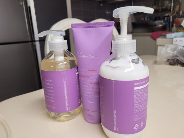 빅그린 베이비라인 3종세트 - 샴푸앤바디워시500ml,올인원로션500ml,바디크림170ml 리뷰 사진