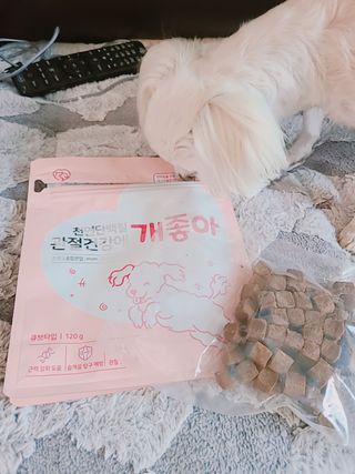 My Pet Care 천연단백질 관절건강에 개좋아 — 4점을 준 리뷰어가 2021년 3월 올린 사용 사진
