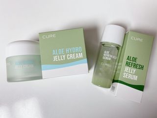 김정문알로에 큐어 큐어 알로에 리프레쉬 젤리 세럼, 큐어 알로에 하이드로 젤리 크림 — 5점을 준 리뷰어가 2021년 2월 올린 사용 사진