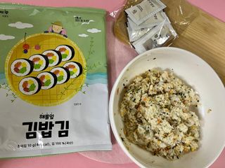 해풀잎 누구나 김밥*1ea [(혼합야채 35g *1ea,  김밥김 (5g, 5ea),  양념간장 (6g, 5ea), 참기름(5g, 2ea)] — 5점을 준 리뷰어가 2022년 10월 올린 사용 사진