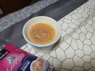 비타크래프트 고양이 수프 50g 3가지맛 x4팩씩 총 12팩 — 5점을 준 리뷰어가 2021년 8월 올린 사용 사진