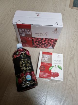 자연에온 몽모랑시 타트체리 3종 세트 구성 - 저분자콜라겐젤리, NFC 착즙주스 — 5점을 준 리뷰어가 2021년 7월 올린 사용 사진