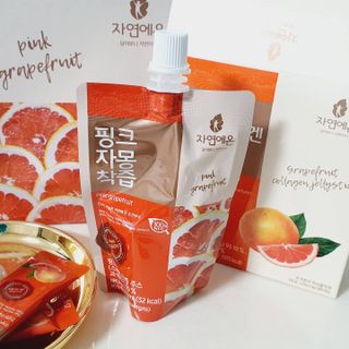 자연에온 핑크 자몽 착즙 100mL 10개입 1BOX +가 득담은 자몽 콜라겐 젤리스틱 1BOX — 4점을 준 리뷰어가 2021년 6월 올린 사용 사진