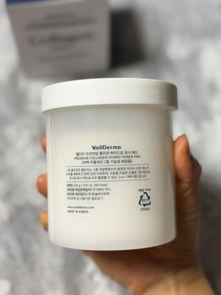웰더마 프리미엄 콜라겐 하이드로 토너 패드 60매/1개 — 5점을 준 리뷰어가 2025년 7월 올린 사용 사진