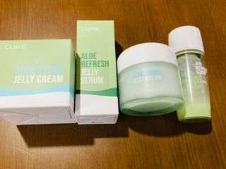 김정문알로에 큐어 큐어 알로에 리프레쉬 젤리 세럼, 큐어 알로에 하이드로 젤리 크림 — 5점을 준 리뷰어가 2021년 4월 올린 사용 사진