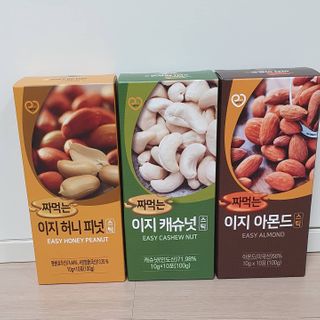 짜먹는 이지견과 짜먹는 이지아몬드, 짜먹는 이지허니피넛, 짜먹는 이지캐슈넛 각 10g X  10포 — 5점을 준 리뷰어가 2021년 2월 올린 사용 사진