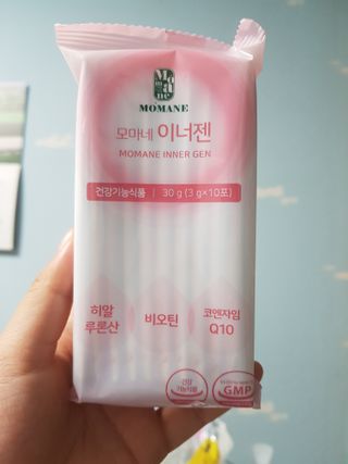 [모마네] 이너뷰티 히알루론산 비오틴 코큐텐 저분자피쉬콜라겐 - 3 g 30포 ★석류맛 — 5점을 준 리뷰어가 2021년 12월 올린 사용 사진