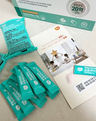 앙팡 패밀리면역 프로바이오틱스 2g x 100포 — 5점을 준 리뷰어가 2022년 10월 올린 사용 사진