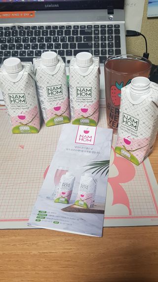 남홈 코코넛워터 주스 100퍼센트 — 5점을 준 리뷰어가 2021년 4월 올린 사용 사진