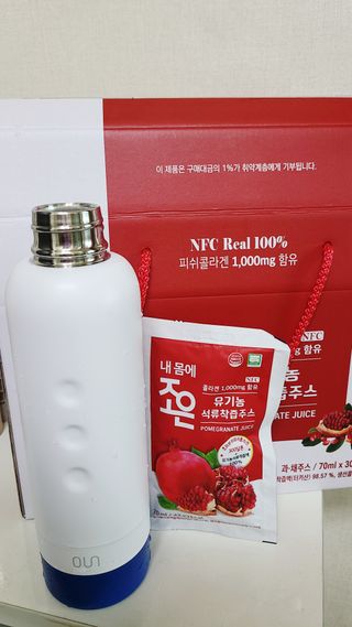 농업회사법인조은 유기농 석류 NFC 착즙주스 70ml 30포 — 5점을 준 리뷰어가 2021년 10월 올린 사용 사진
