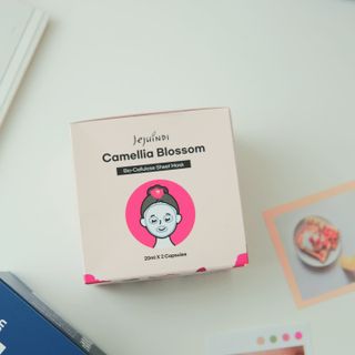 제주인디 카멜리아 블러썸 바이오셀룰로오스 마스크팩 — 4점을 준 리뷰어가 2021년 10월 올린 사용 사진