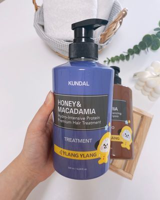 쿤달 [KUNDAL 공식] 프리미엄 헤어 케어 스페셜 세트 샴푸 500ml &amp; 트리트먼트 500ml — 5점을 준 리뷰어가 2021년 3월 올린 사용 사진