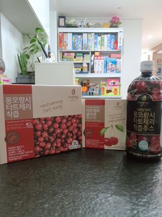 자연에온 몽모랑시 타트체리 3종 세트 구성 - 저분자콜라겐젤리, NFC 착즙주스 — 5점을 준 리뷰어가 2021년 7월 올린 사용 사진
