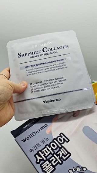 [올리브영] 웰더마 프리미엄 사파이어 콜라겐 임팩트 피팅 마스크 4매 — 5점을 준 리뷰어가 2025년 7월 올린 사용 사진