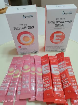 인디닥터 면역 생생 핑크 이뮨 젤리 + 타이탄 BCAA 프로틴 젤리스틱 — 5점을 준 리뷰어가 2022년 5월 올린 사용 사진